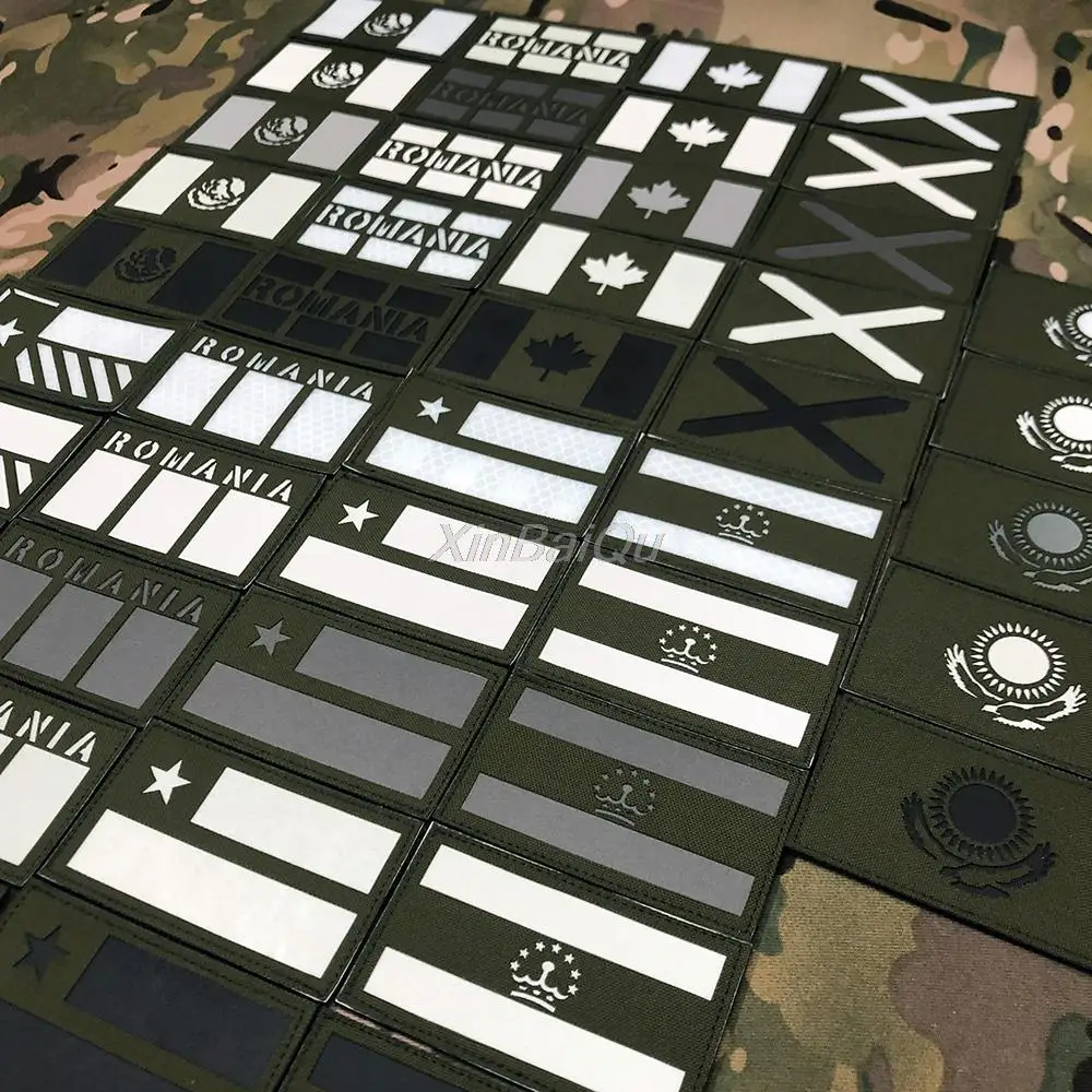 Parche de bandera luminosa de reflejo infrarrojo IR IFF, corte láser, verde, México, Texas, Rumanía, Canadá, Escocia, Chile, Kazakhstan - imagen 3