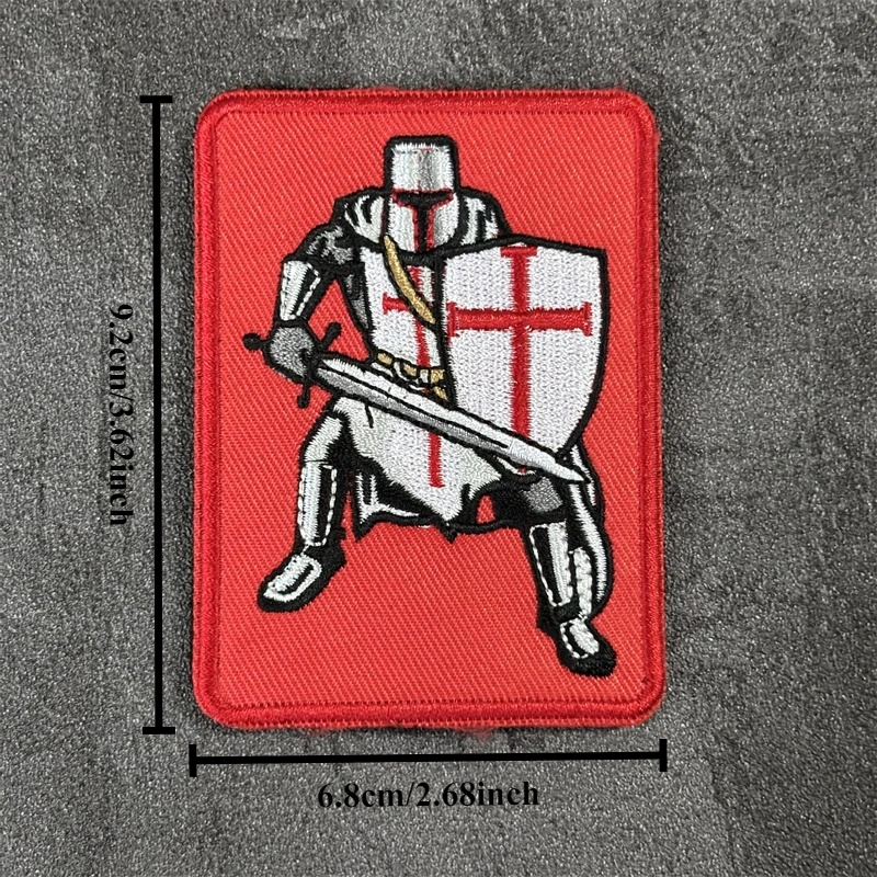 Parche bordado militar táctico "Crusader Knight", insignias de moral con gancho, parches para ropa, pegatinas para mochila - imagen 3