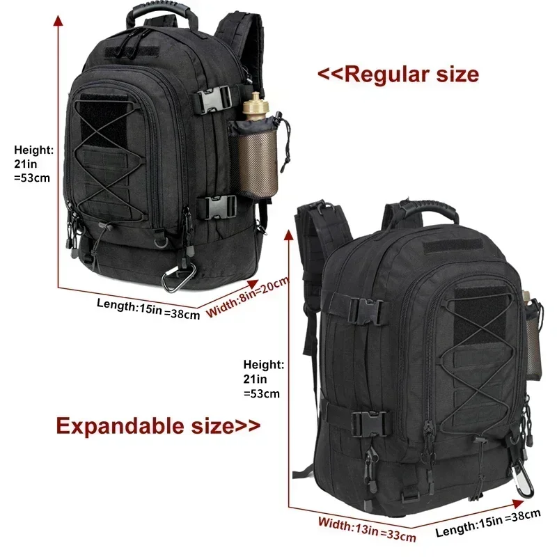 Mochila táctica Extra grande de 60L para hombres y mujeres, mochilas de senderismo resistentes al agua para exteriores, mochila de viaje, mochilas para ordenador portátil - imagen 5