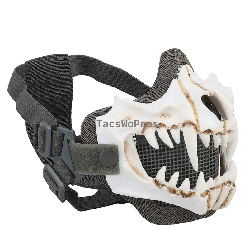 Máscaras tácticas de malla de acero para Paintball CS Wargame, accesorios de Halloween, máscara de calavera de doble capa, media máscara de caza Airsoft - imagen 3