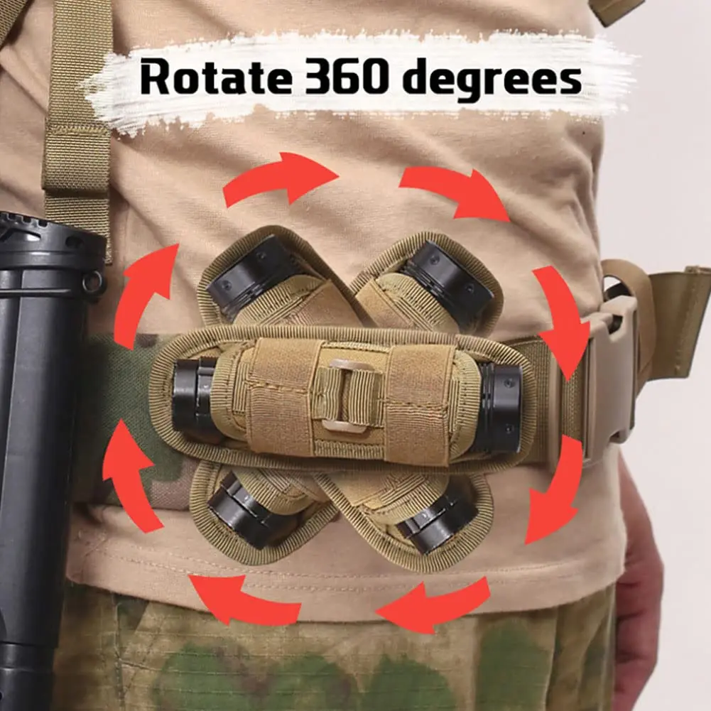 Funda táctica para linterna, funda de nailon, soporte para linterna, Clip para cinturón, funda de transporte táctica con Clip de 360 grados - imagen 4