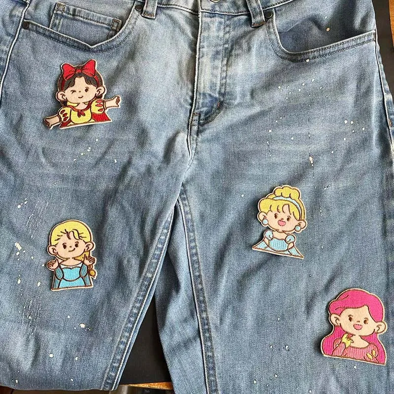 Pegatinas de ropa con insignias de princesa, apliques de tela de Anime para niñas, parches autoadhesivos bordados para ropa, 4 piezas - imagen 5