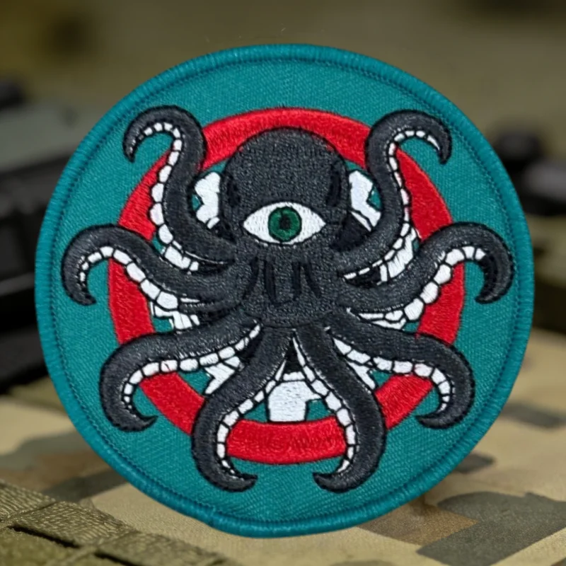 Parche táctico bordado pulpo monstruo marino con velcro gancho-bucle - imagen 2