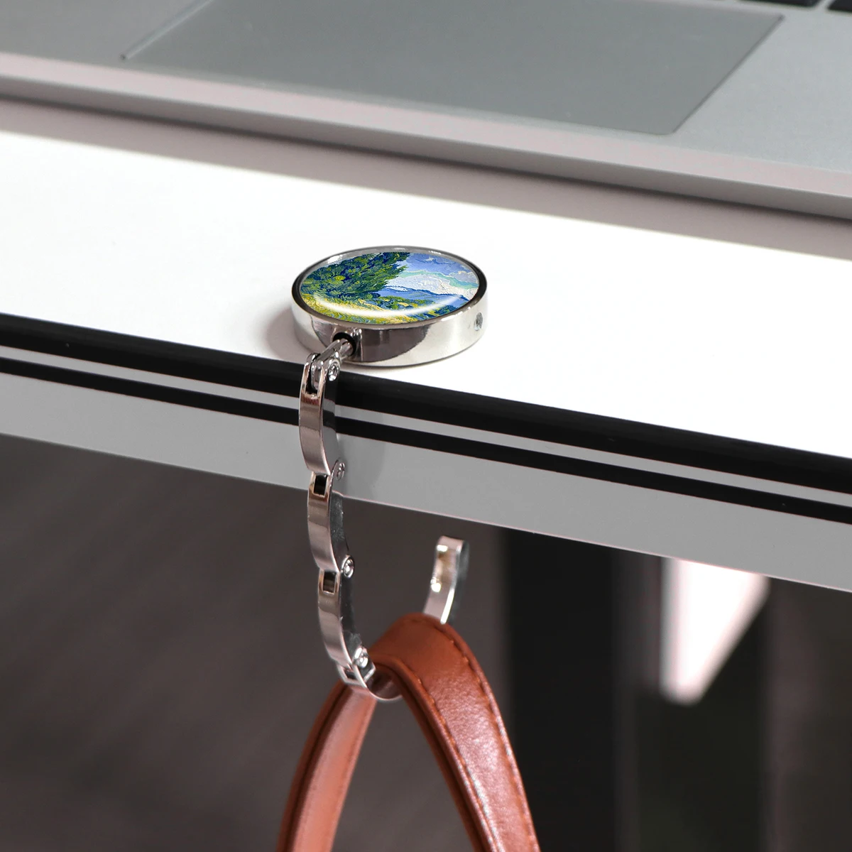 Ganchos para bolsos de cielo estrellado, soportes plegables de Metal para bolsas de mesa, perchas portátiles para monedero, accesorios de piezas de moda, ganchos antideslizantes - imagen 3