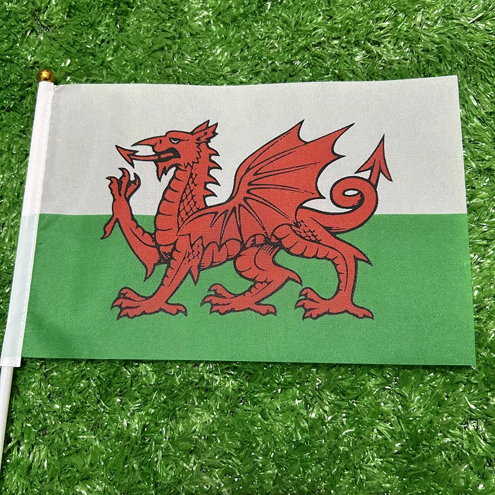 Bandera de esquí Bandera de mano de Gales 10/20/50/100 Uds 21*14cm banderas ondeantes de mano de galés con poste de plástico para actividades deportivas decoración del hogar - imagen 4