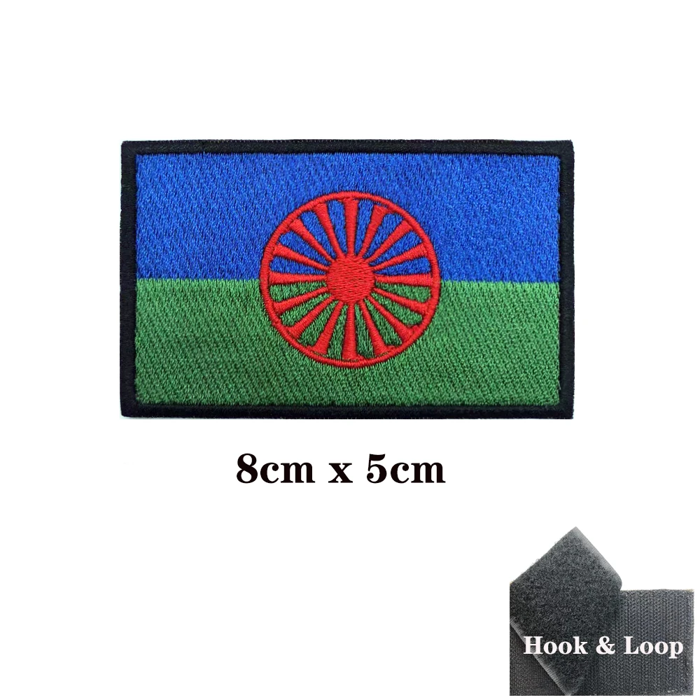 Rom Gypsy Flag Of The Romani parches brazalete parche bordado gancho bucle hierro en insignia bordada raya militar - imagen 3