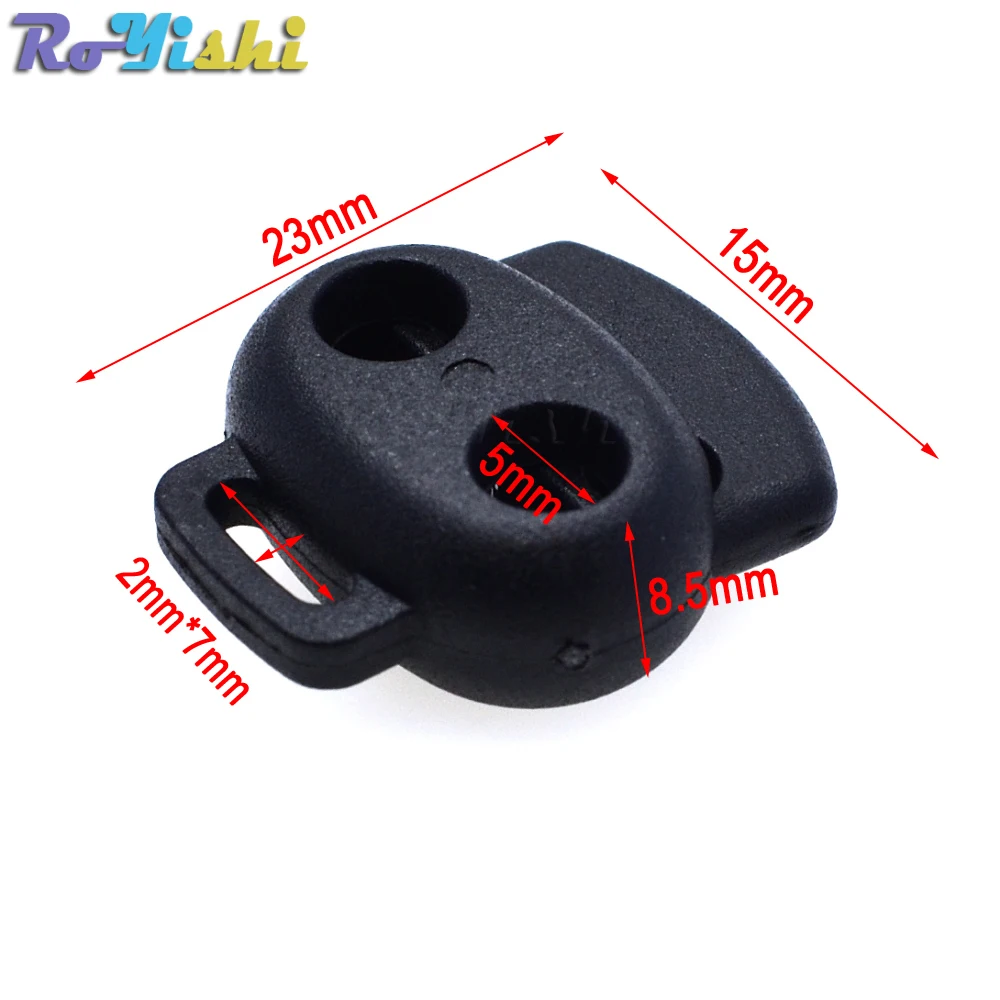 2 agujeros y orificio de nebulización tapón de bloqueo de cable Clip de palanca de plástico tamaño negro: 23mm * 15mm * 8,5mm - imagen 2