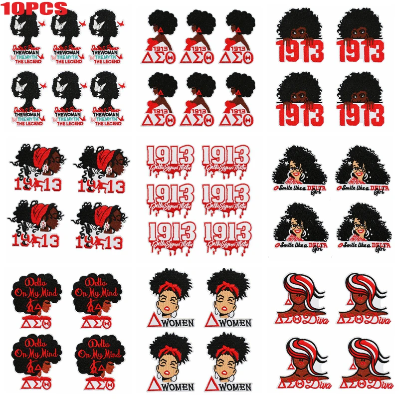 10 Uds. Parches bordados de mujer negra a la moda parche del Día de la independencia parches para planchar para ropa DIY insignias de letras de corazón de amor