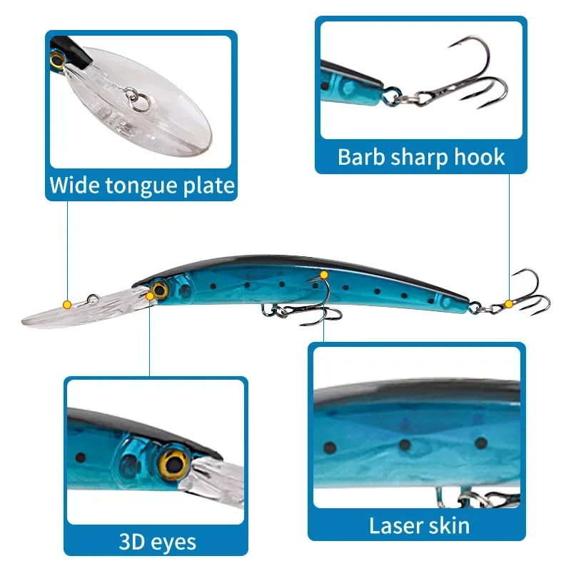 Big Minnow-Señuelos de Pesca de 17cm y 23g, cebo duro Artificial para buceo profundo, pesca Al curricán en barco, lubina, Lucio, accesorios de señuelo - imagen 4