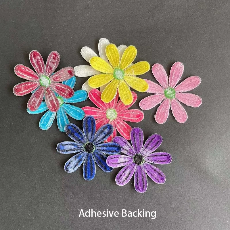 Parche de apliques florales para ropa, 5,5 CM/10 piezas, pegatinas de tela de flores Galsang, parches bordados para planchar para vestido, chaqueta, ropa - imagen 5