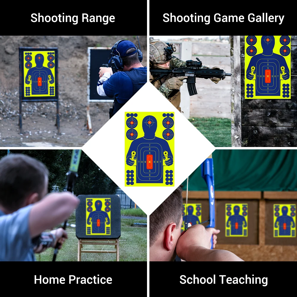 10 Uds pegatinas de objetivo de salpicaduras 12*18 pulgadas pegatinas de objetivo de práctica autoadhesivas para rifles pistolas BB, papel de destino para pistolas de pellets - imagen 5