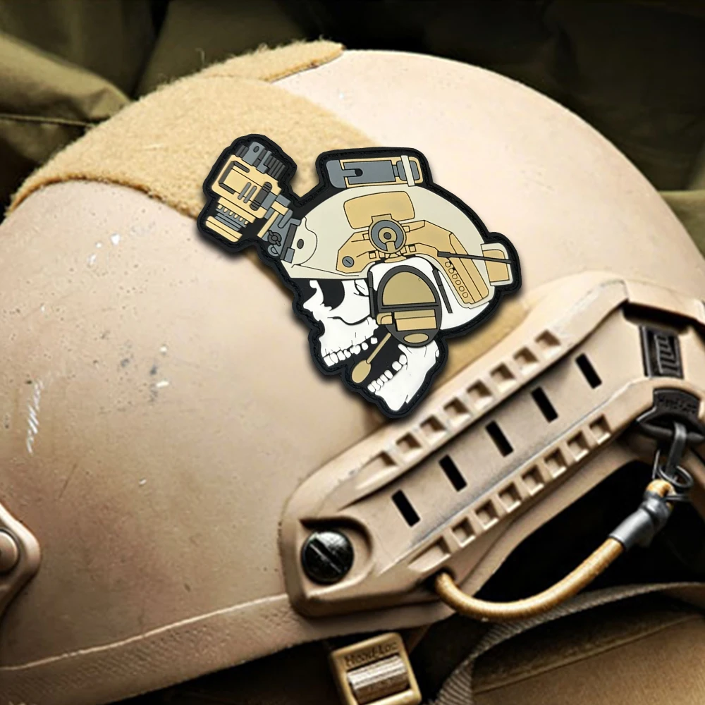 Parche "dispositivo de visión nocturna de calavera", insignia de moral táctica, parches de gancho y bucle de PVC para ropa, mochila, pegatina decorativa militar - imagen 4