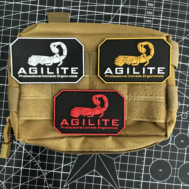 AGILITE Scorpion Logo 3D PVC insignia de moral táctica parche Gun Club parches luminosos de gancho y bucle brazalete militar pegatina para mochila - imagen 3