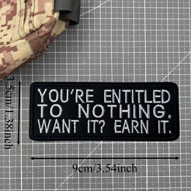 Parche bordado YOU'RE ENTITLED TO NOTHING, parches tácticos de gancho y bucle para ropa, insignia de moral, mochila, chaleco, pegatina, brazalete - imagen 3