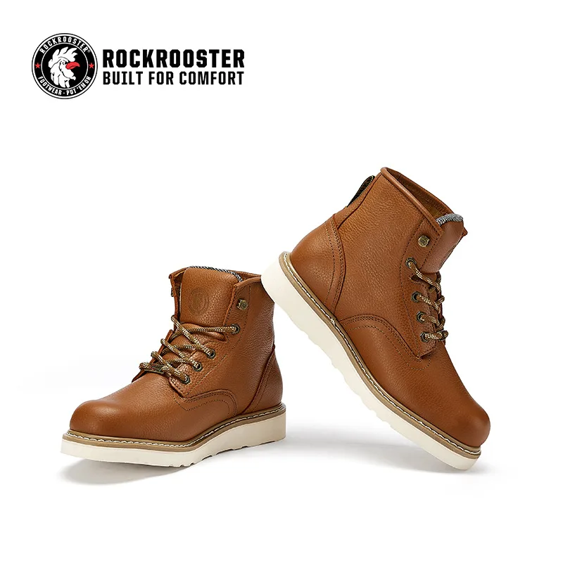 ROCKROOSTER-zapatos de senderismo de piel de vaca para hombre, zapatillas Goodyear impermeables, botas de herramientas para motocicleta, zapatos tácticos, botas para caminar y cazar - imagen 5