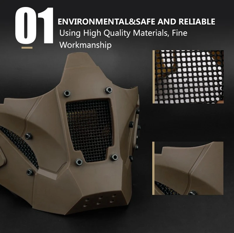 Máscara de calavera Airsoft, media cara, máscaras tácticas para Halloween, Paintball CS, juego de supervivencia, tiro, Cosplay, fiesta, película - imagen 5