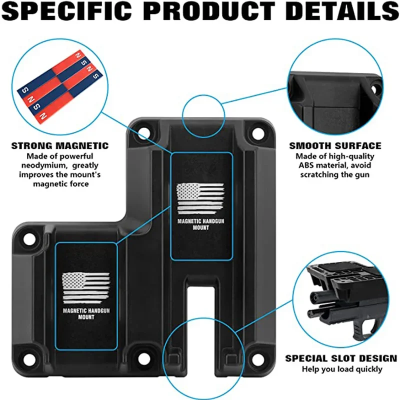 Soporte magnético táctico para pistolas, soporte magnético oculto para caza, cargado de extracción rápida, se adapta a accesorios Airsoft de parte superior plana - imagen 5