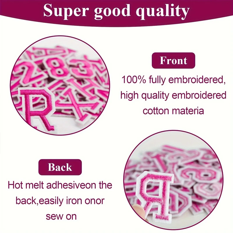 72PCS Kombination A-Z Englisch Buchstabe 0-9 Nummer Gestickte Patches DIY Hüte Taschen Uniform Stickerei Dekorative Eisen auf Patches - imagen 2
