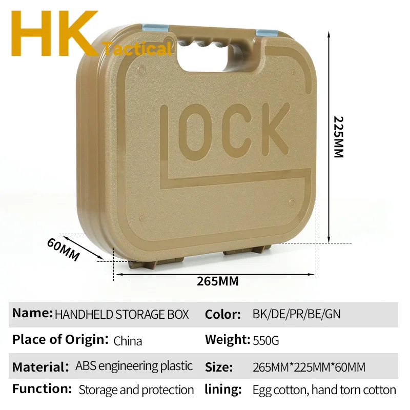 Maleta de pistola táctica ABS G17 G18 G43 1911, caja de transporte de almacenamiento de seguridad para accesorios de caza Kublai, estuche rígido de almacenamiento de seguridad - imagen 4
