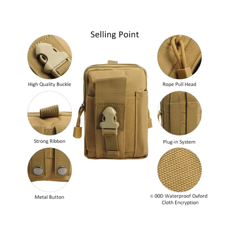 Riñonera táctica Molle, bolsillo pequeño, camuflaje, caza al aire libre, senderismo, escalada, correr - imagen 3