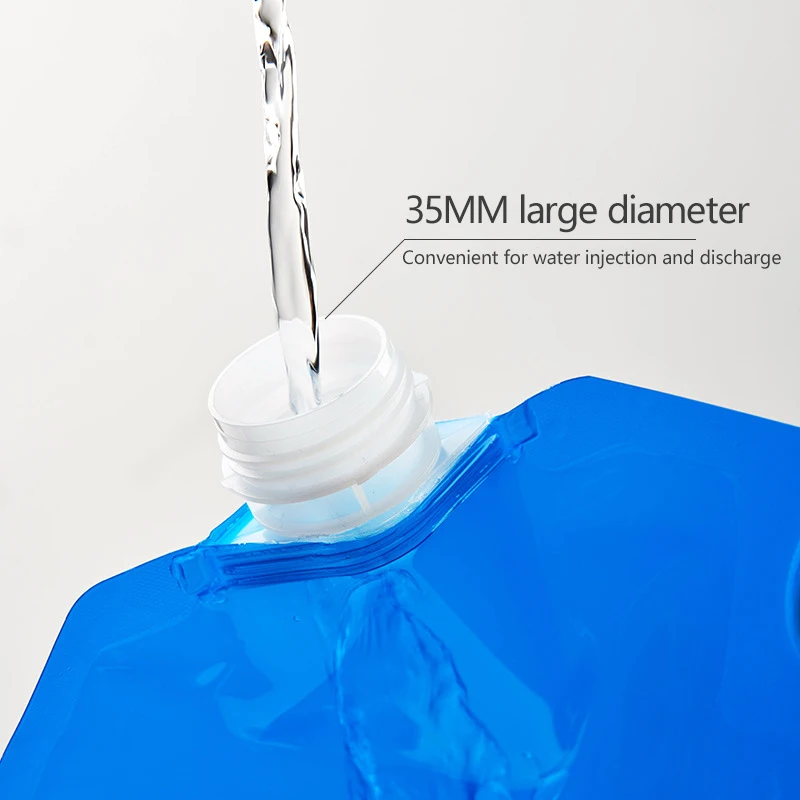 Bolsa de agua portátil para acampar, contenedor de agua grande plegable para exteriores, bolsas de agua de 10 litros, cubo de almacenamiento de agua plegable, 5/10L - imagen 3