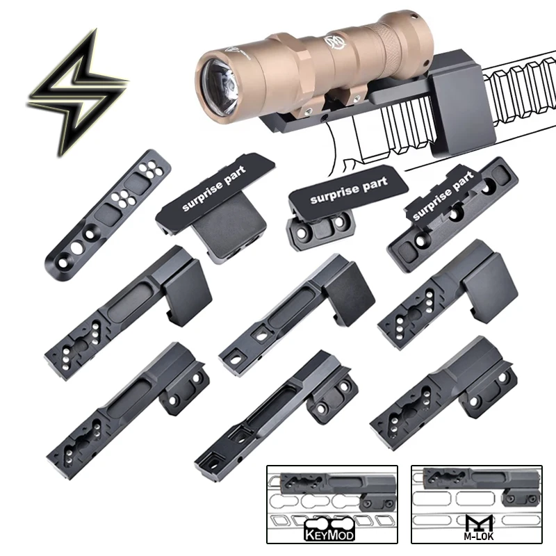 Wadsn-Base de montaje Offset de linterna M300 M600 para PIcatiny Mlok keymod, accesorios de luz de explorador al aire libre
