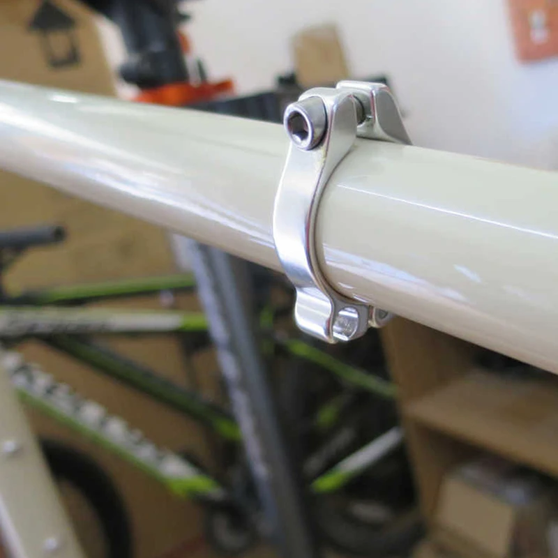 Desviador delantero de freno de aluminio, tope de cable de doble orificio, asiento guía de cable para marco de tubo redondo 28,6/31,8/34,9 - imagen 4