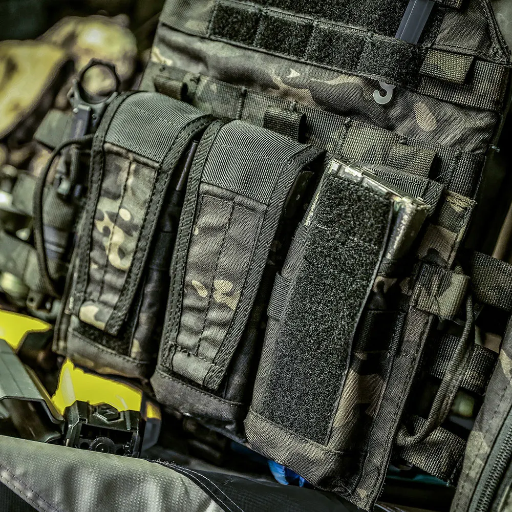 Emersongear-bolsa Triple con solapa para revistas, para chaleco AVS, combate, EMERSON, bolsa Modular abierta, desmontable, EM6365