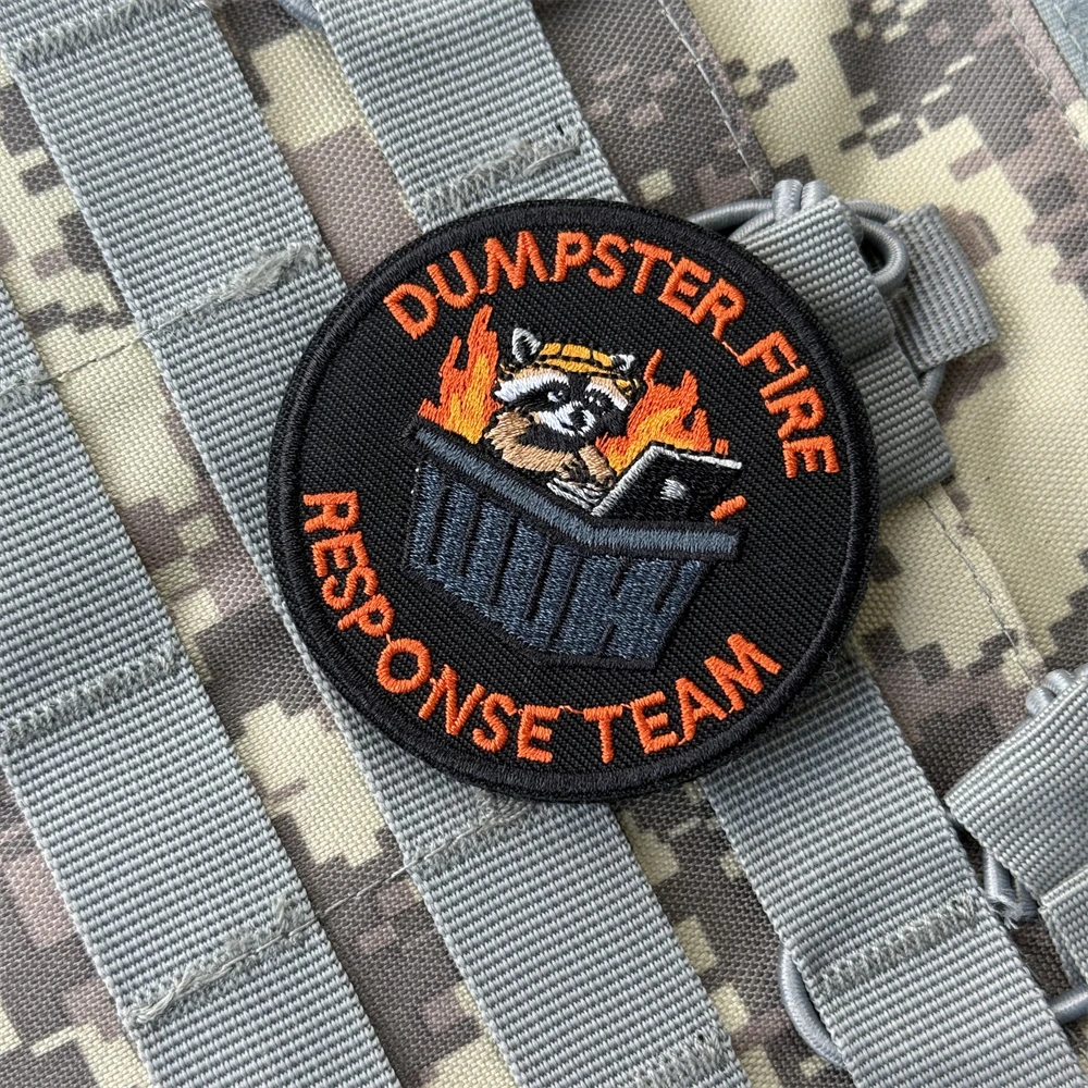 Parche táctico Dumpster Fire Response Team Morale, parches de gancho y bucle bordados del ejército militar para ropa, pegatina para mochila - imagen 3