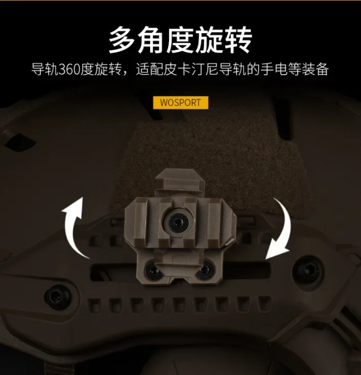 Adaptador de montaje para linterna, riel lateral para casco de nailon, rotación de 360 grados para riel WENDY 3,0/M-LOK - imagen 5