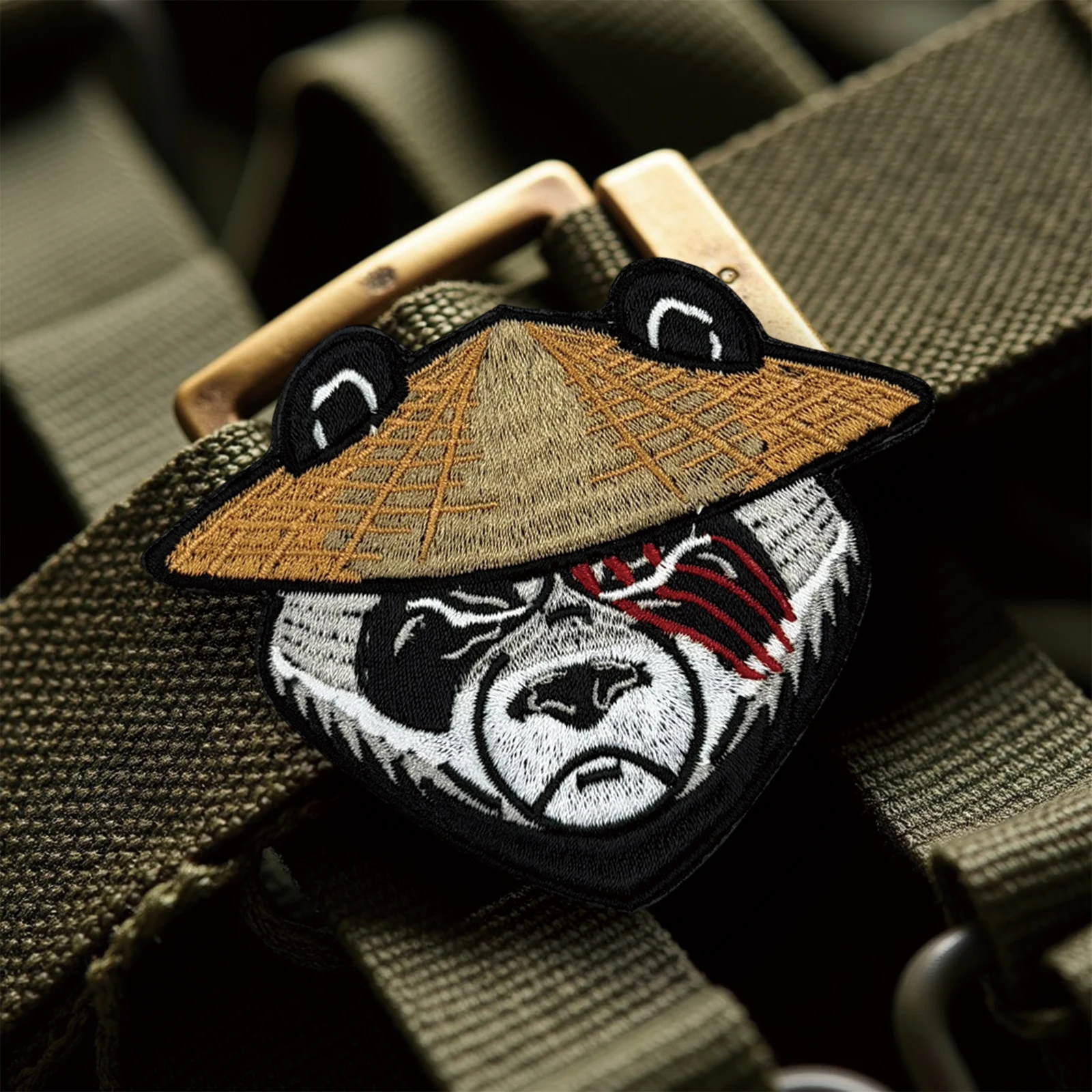 Sombrero de paja Panda Warrior Velcros parche cierre de gancho y bucle insignia bordada para mochila táctica Molle, chaqueta, gorras - imagen 4