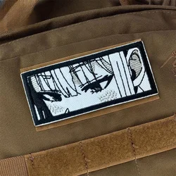 Parches de Meme de ojo de niña de Anime Waifu, parche bordado con gancho y bucle, brazalete moral, insignia de moral del ejército militar, pegatinas tácticas para mochila