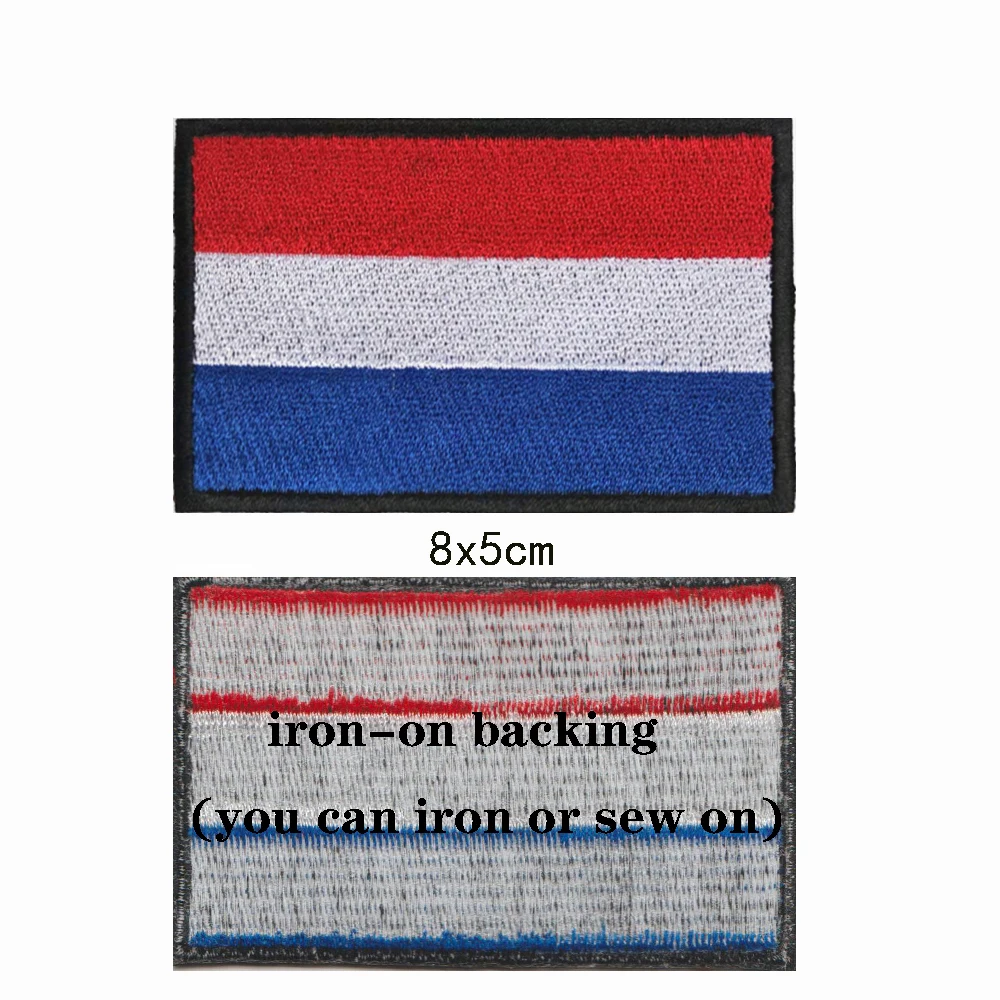 Parches de bandera holandesa para brazalete, parche bordado con gancho y bucle para planchar, insignia bordada, raya militar, 1 ud. - imagen 2