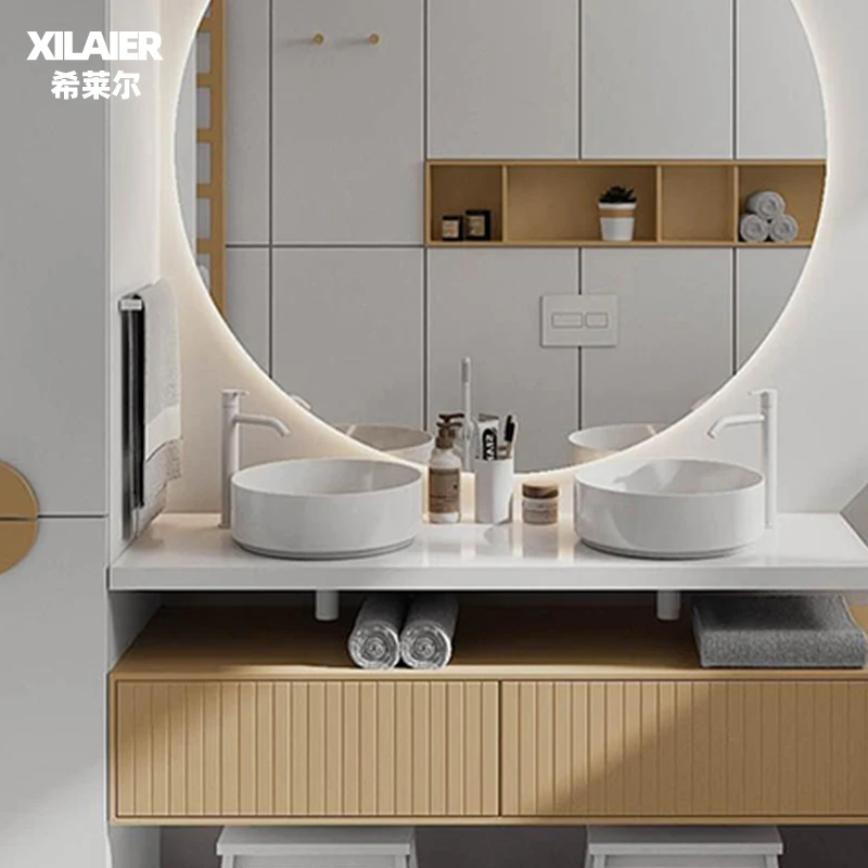 INS Fengyan Board Mueble de baño Combinación Mesa de lavado personalizada Lavabo doble Lavabo de baño de lujo moderno y lavabo facial - imagen 4