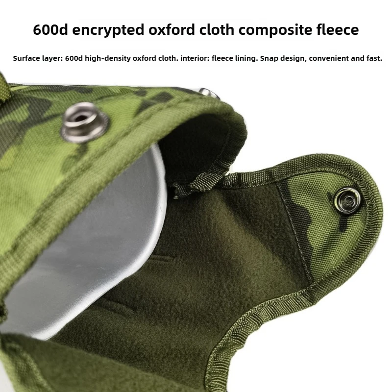 Botella de agua de camuflaje militar para acampar al aire libre, 1L, con bolsa para acampar, senderismo, supervivencia, escalada, accesorios - imagen 2