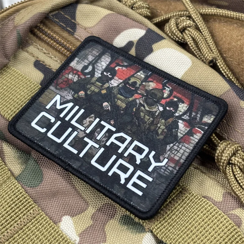 Parche táctico con estampado de "CULTURA MILITAR" para ropa, insignias de moral, parches militares con gancho, pegatinas para mochila - imagen 5