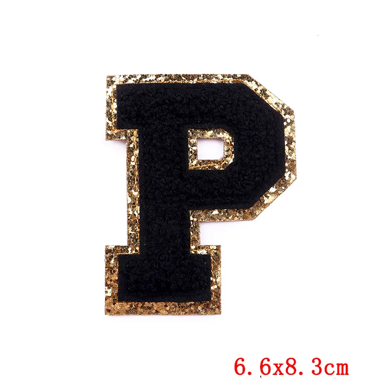 Parches negros con letras para planchar, bordado con purpurina, alfabeto para ropa, aplique de nombre DIY - imagen 5