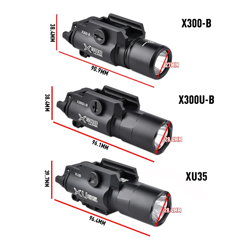 WADSN-X300-B de Metal XU35 para caza, luz blanca estroboscópica Glock G17 18 19, accesorios para pistola, Riel de 20mm, nuevo X300 - imagen 5