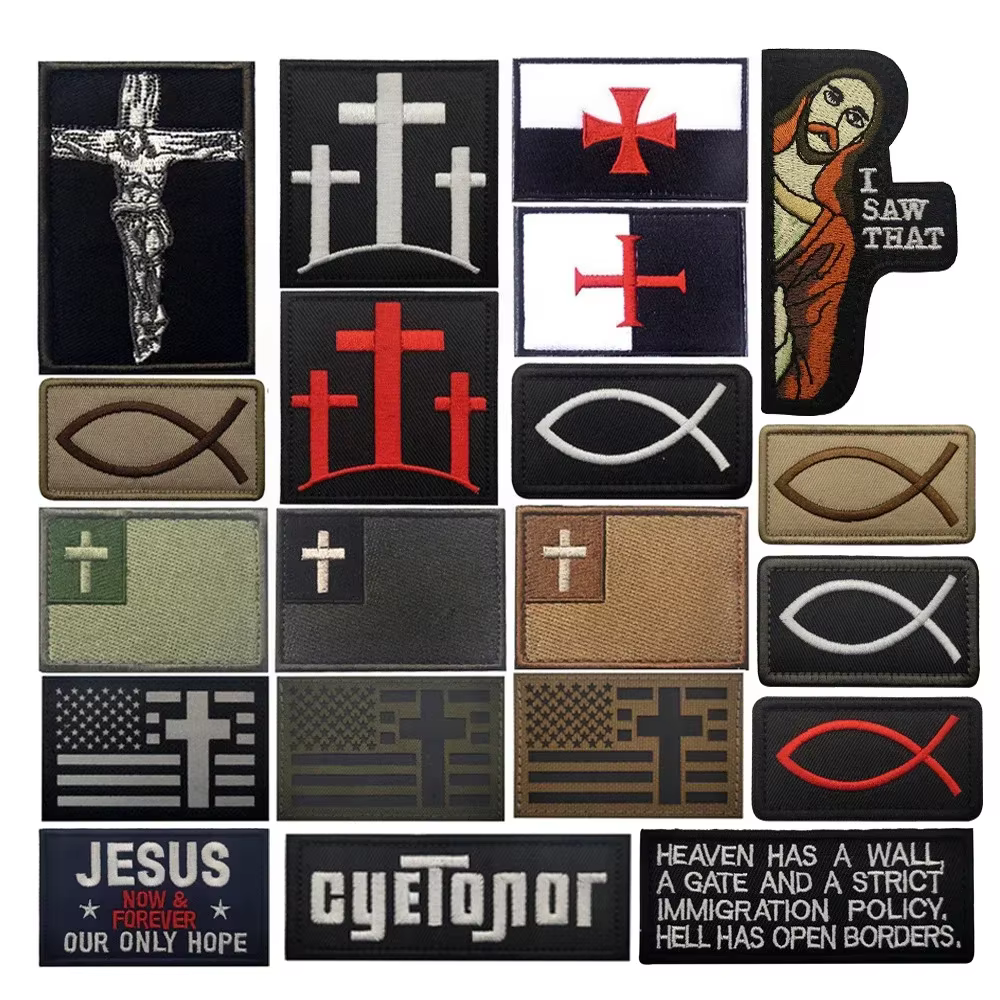 Parche táctico bordado cruz templaria PVC de goma para coser - imagen 4
