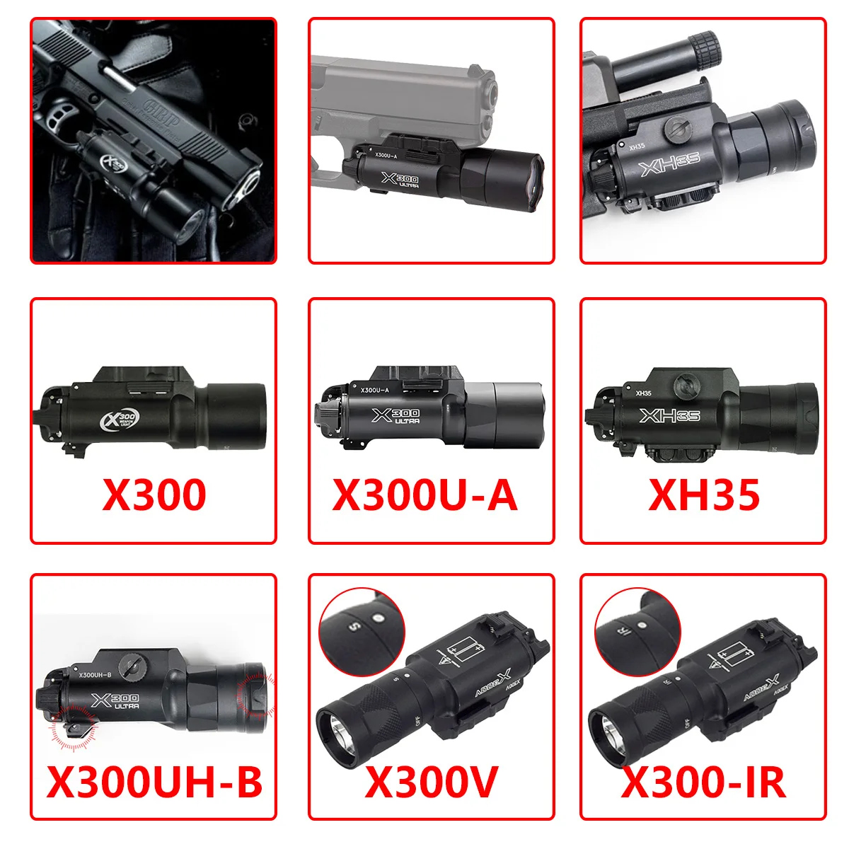SureFire X300 Ultra X300U-A XH35 X300UH-B X300V pistola táctica de Metal Scout luz Airsoft armas linterna para pistola linterna