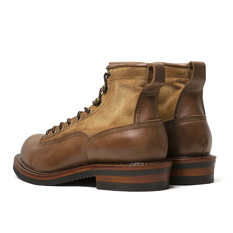 KOWM-zapatos de senderismo de piel de vaca, botas altas para motocicleta, botas de trekking para hombre, zapatillas informales tobilleras británicas, zapatos de trekking de suela gruesa - imagen 4