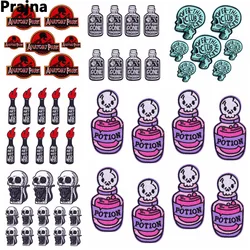 Prajna parches bordados calavera botella para ropa táctica