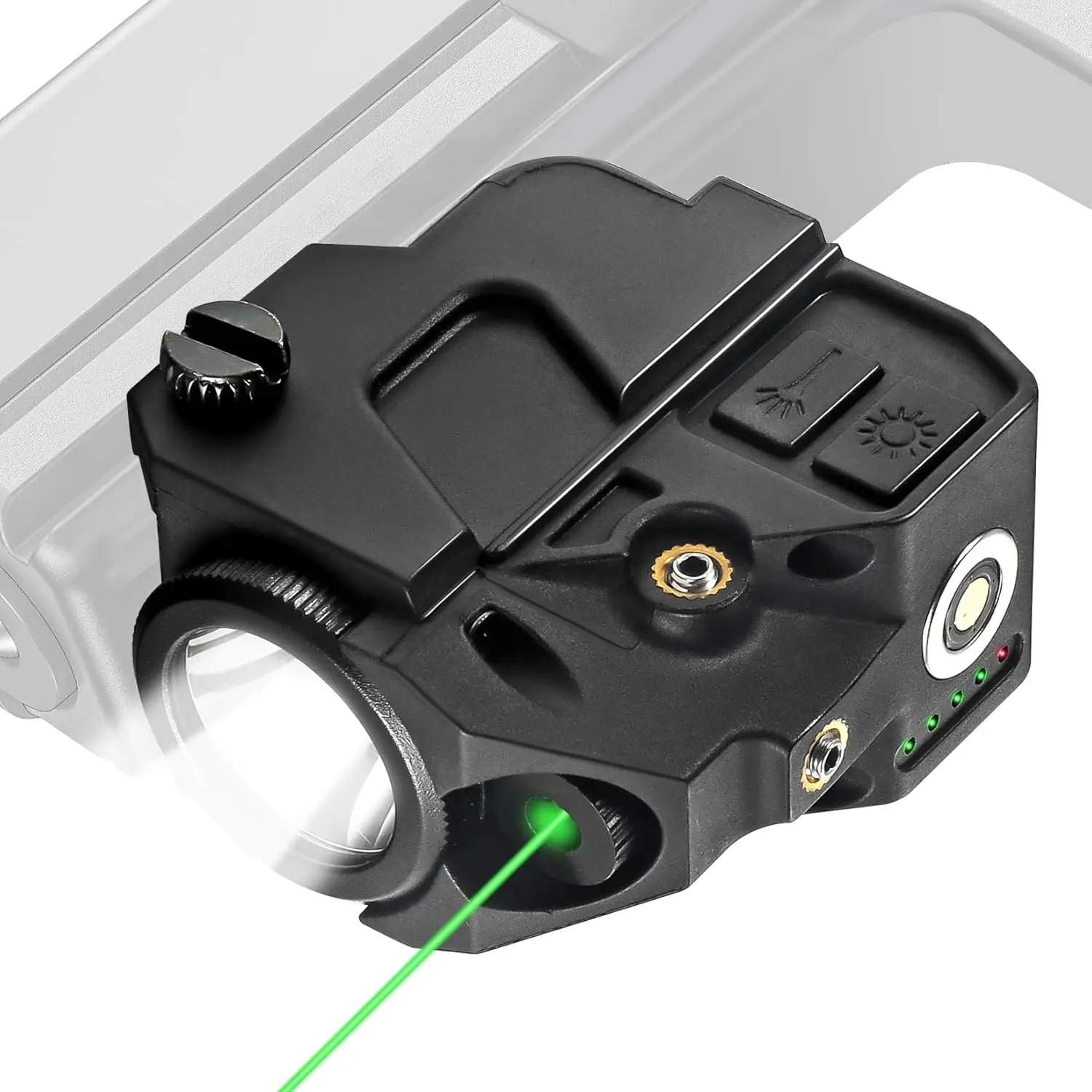 Luz LED táctica de 500 lúmenes con láser de carga Combo vista de punto rojo/verde riel Picatinny de 20mm apto para Glock 17 - imagen 2