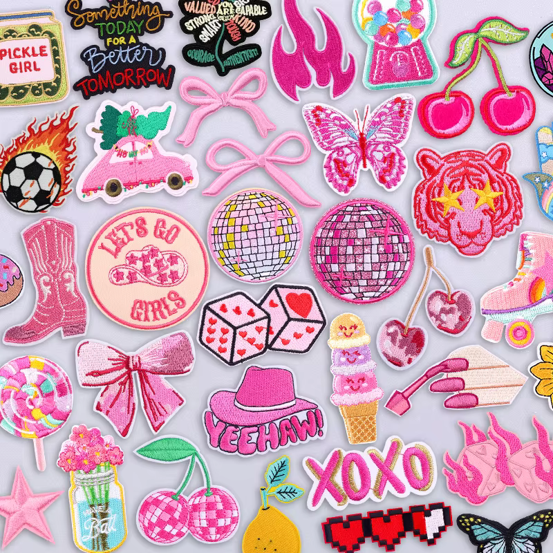 Parche bordado vaquera disco rosa – Kawaii para chaqueta y fiesta