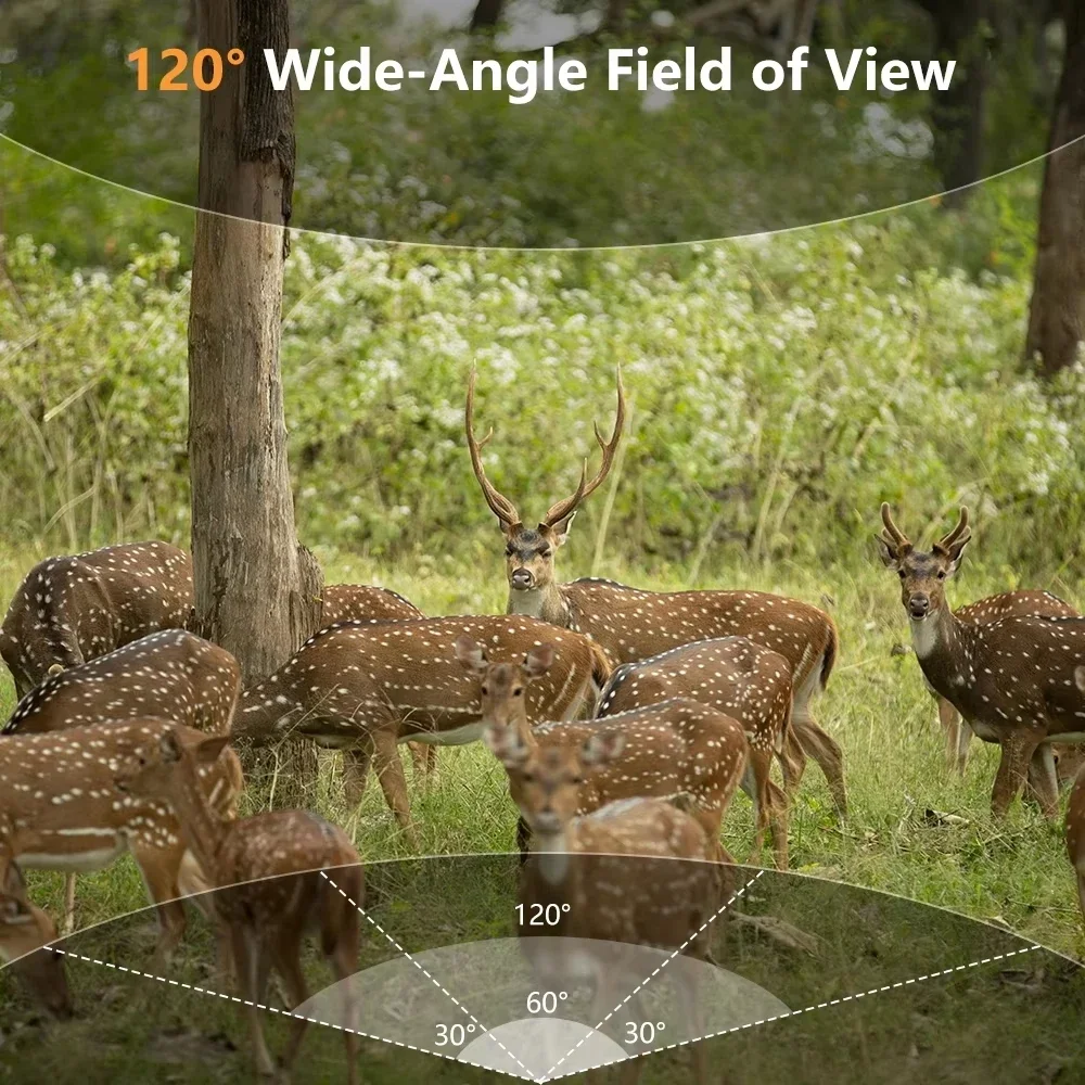 Cámara de caza WIFI integrada con Panel Solar inalámbrico, cámara de caza de visión nocturna PIR principal de 8K y 60MP con batería de litio de 5200mah - imagen 4