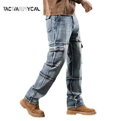 Pantalones cargo tácticos multibolsillos hombre, rectos trabajo