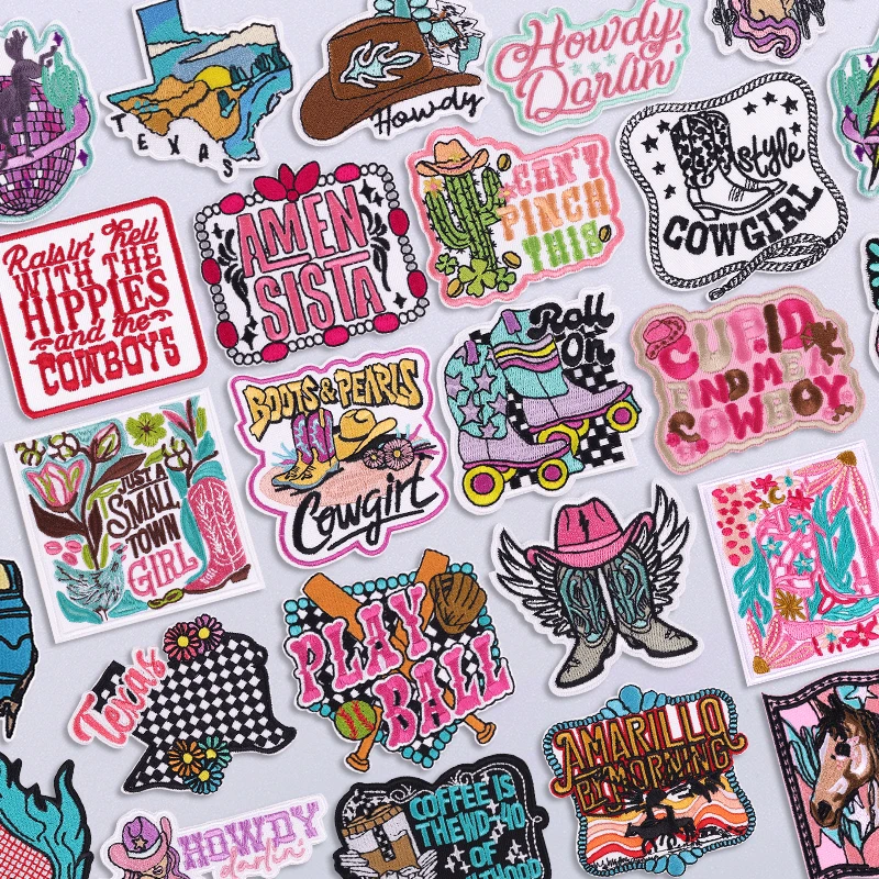 Parche bordado Vintage para sombrero de vaquero del Salvaje Oeste, botas para ropa, costura, hierro en apliques, decoración personalizable de estilo occidental - imagen 2