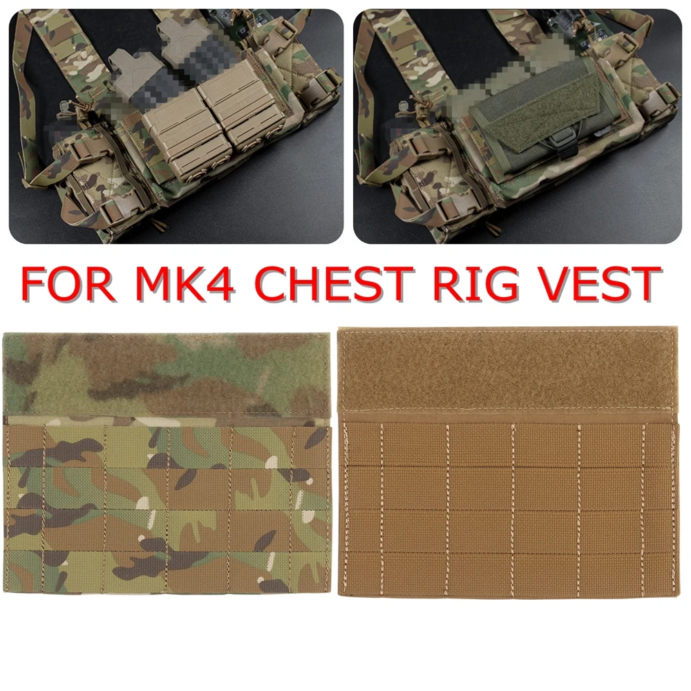 Pegatina de gancho mágico táctico, Panel MOLLE con solapa completa para plataforma de pecho MK3 MK4, chaleco de caza Airsoft, accesorios de expansión