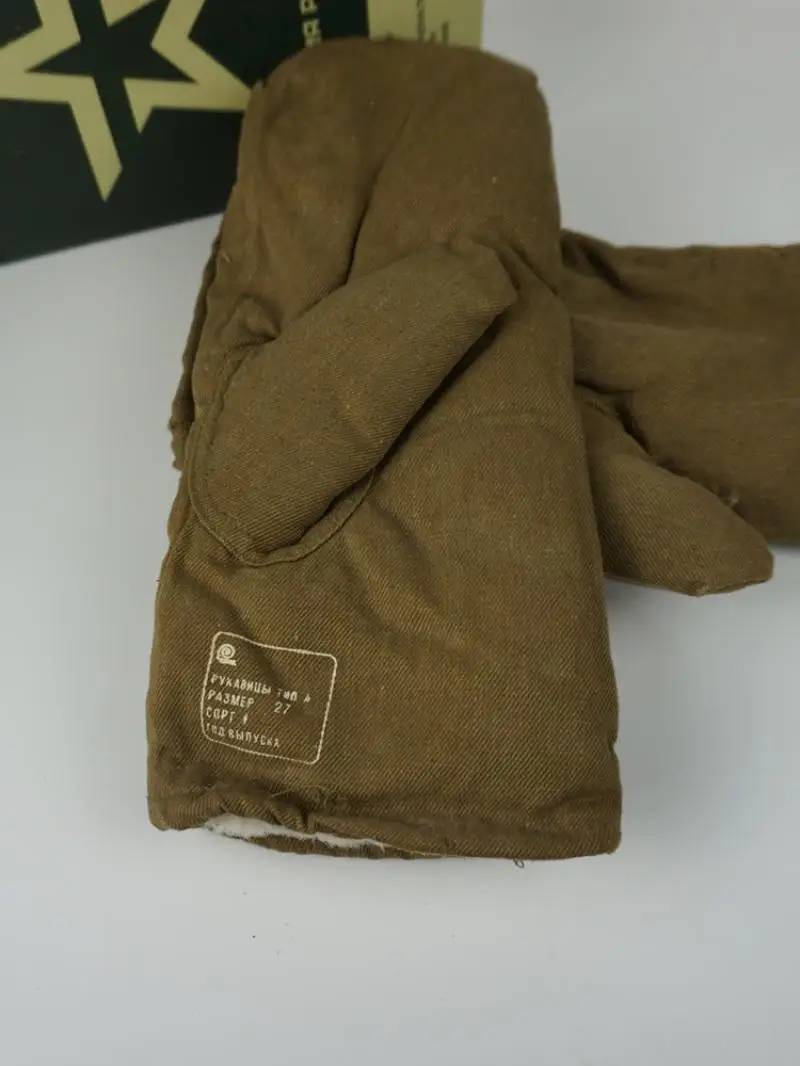 Guantes de algodón de pelo público, lana pura, piel, una pieza, invierno, cálido y grueso, Ejército Ruso, soviético - imagen 2