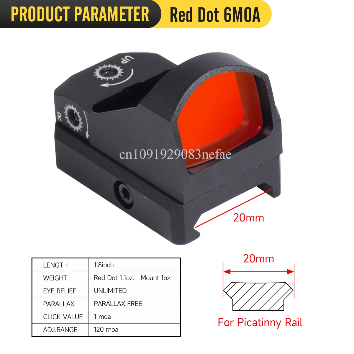 VT 6moa Red Dot Sight Mira ocular rápida, impermeable y a prueba de golpes, mira telescópica de caza de alta calidad con logotipo 100% original - imagen 5